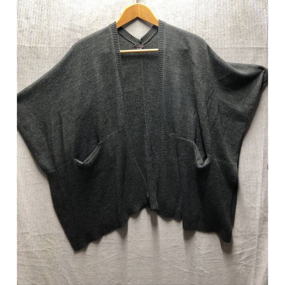 Echo Popover Sweater Wrap Gray Lagenlook Slouch Pockets